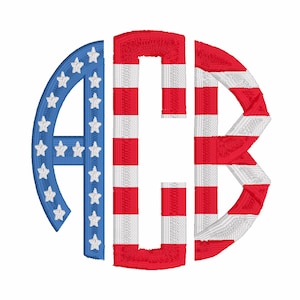 Czcionka do haftu monogramu flagi Stars and Stripes (format .dst, 3 rozmiary)