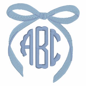 2 storlekar Coquette bandrosettbroderidesign: Preppy monogramtopp