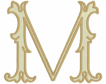 Lanier Monogram Font: 4" Two-Color Embroidery Design (10 Formats)