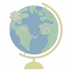 Globe Back to School Embroidery Design (3.98" x 3.17")