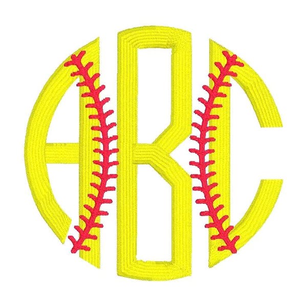 Fichier de broderie monogramme softball : points de baseball + police circulaire .bx (téléchargement numérique)