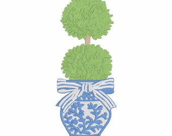 Chinoiserie Ingwerglas Topiary Stickdatei: Coquette Bow Design (Digital Download)