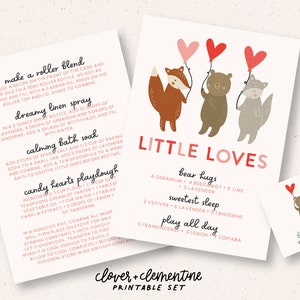 Downloaden + afdrukken | "Little Loves" kinderrecepten, rollermengsels, stickers, enz.