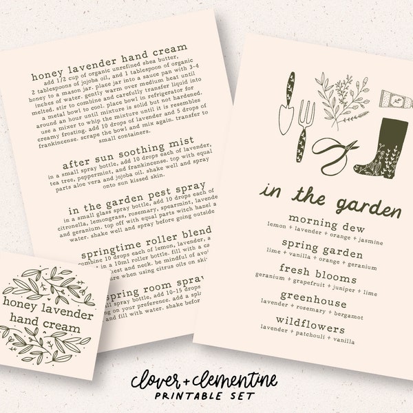 Download + Print | "In the Garden" DIY Recipe Card and Label Set | Spring Blends + Recipes for make and takes, etc.