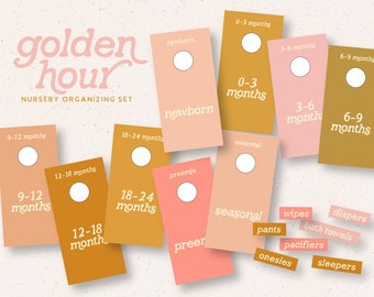 Download + Print | Nursery Organizing Closet Tags and Stickers "Golden Hour" Palette | Includes Ready to Print PDF File