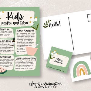 Download + Print | Recipes and Ideas for oils with Kids  |Children&#39;s Blends | Stickers + Postcard