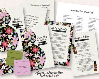 Download + Print | Pregnancy, Labor and Postpartum  Blends, DIY Recipes, Stickers, etc. | Editable Hospital Bag Checklist