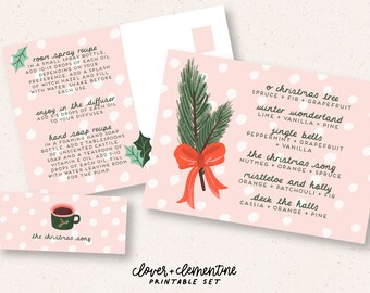 Download + Print | "Vintage Christmas Songs"  Blends, Recipes, Stickers, etc. | Christmas essential oils