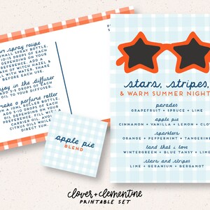 Télécharger + Imprimer | Ensemble de cartes et d'étiquettes « Stars and Stripes » | Mélanges d'été patriotiques + Recettes pour un courrier heureux, etc.