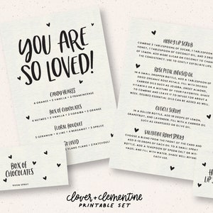 Downloaden + afdrukken | "Je bent zo geliefd!" Valentijn 2023-melanges, doe-het-zelfrecepten, stickers, enz.