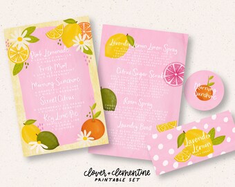 Download + Print | "Sweet Citrus " Spring 2023 Blends, DIY Recipes, Stickers, etc. | Editable