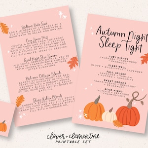 Download + Print | &quot;Autumn Night, Sleep Tight&quot; Sleep Diffuser Blends, Recipes, Stickers, etc. | Autumn essential oils