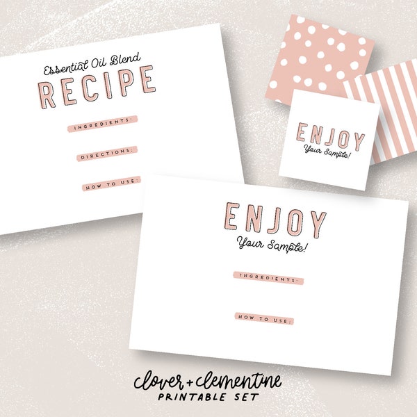 Download + Print | Recipe and Sample Card | Stickers + Postcard | Essential Oils