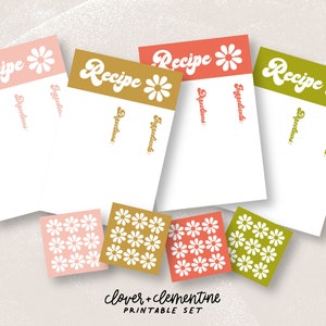 Download + Print | Vintage Retro Recipe and Sample Card | Stickers + Postcard | Essential Oils