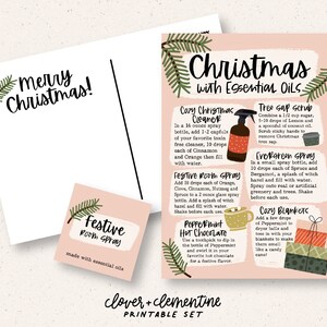 ダウンロード + 印刷 | 「エッセンシャル オイルを使ったクリスマス」ポストカードとラベル セット | クリスマス DIY レシピ