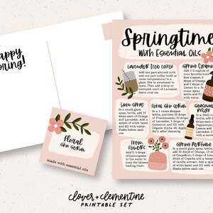 Herunterladen + Drucken | "Frühlingszeit mit ätherischen Ölen" DIY und Label Set | Frühlingsmischungen + Rezepte für Happy Mail, etc.
