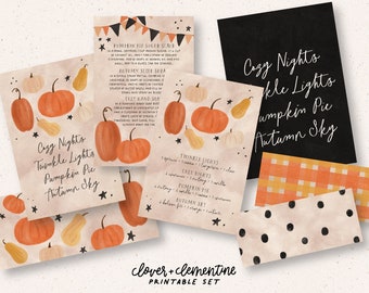 Download + Print |"Cozy Nights & Twinkle Lights" Autumn 2023 Blends, Recipes, Art, Stickers, etc. | Includes Editable + Ready to Print Files