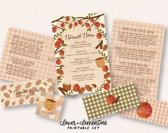 Download + Print | "Harvest Home" Autumn 2023 Diffuser Blends, DIY Recipes, Stickers, etc. | Includes Editable + Ready to Print Files