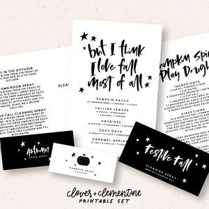 Downloaden + afdrukken | "I Love Fall" Herfst 2023 Diffusermengsels, doe-het-zelfrecepten, stickers, enz. | Inclusief bewerkbare + gereed om bestanden af te drukken