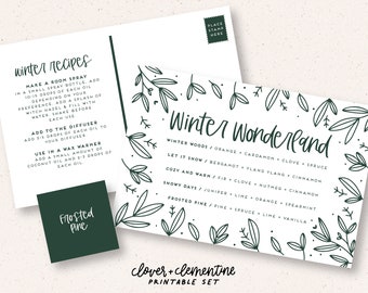 Download + Print | "Winter Wonderland" Postcard and Label Set | Christmas Diffuser Blends + Recipes
