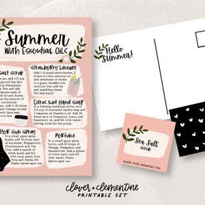 Download + Print | Summer with Essential Oils |Summer Blends | Stickers + Postcard
