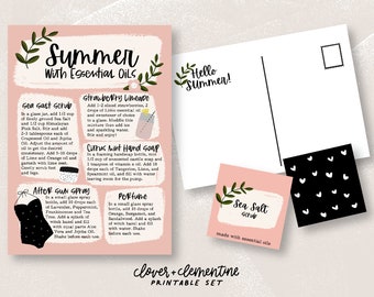 Download + Print | Summer with Essential Oils |Summer Blends | Stickers + Postcard