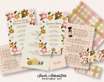 Download + Print | "Summer Home" Summer 2023 Diffuser Blends, DIY Recipes, Stickers, etc. | Ready to Print Files