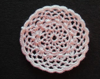 Dollhouse miniature doily, white hand crochet lace.