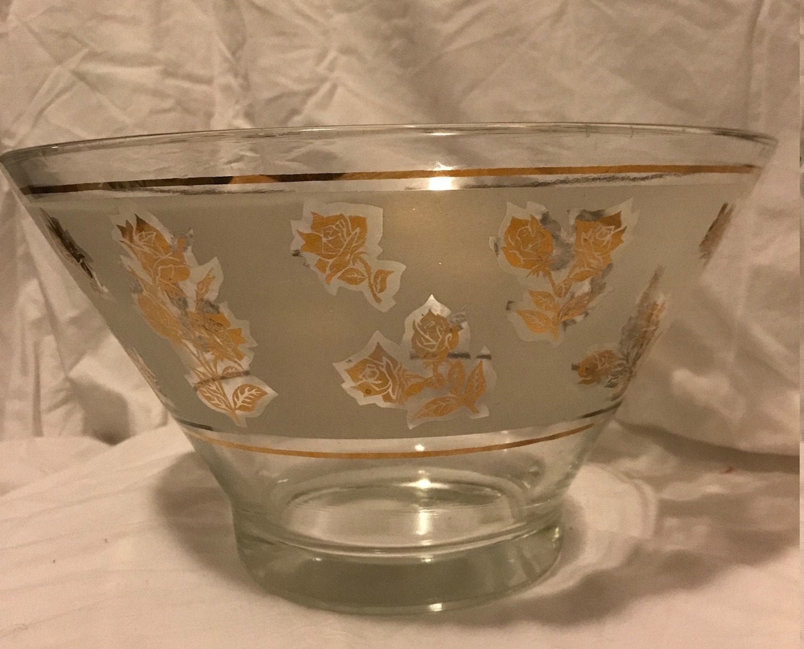 Libbey Golden Rose Frosted Vintage Salad Bowl Set Etsy