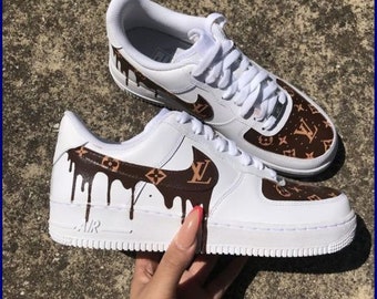 Fashion Shoes Custom AF1 Brown Drip, Brand AF1 Hand Painted, Personalized Air Force 1 Shoes, AF1 Custom 2024