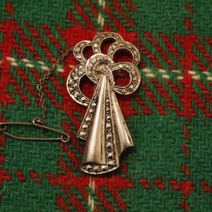 Stylish Art Deco revival Silver and Marcasite Brooch.