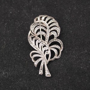 Vintage Continental Silver and Marcasite Brooch.  Vintage silver brooch, vintage marcasite brooch, silver and marcasite, estate silver pin.