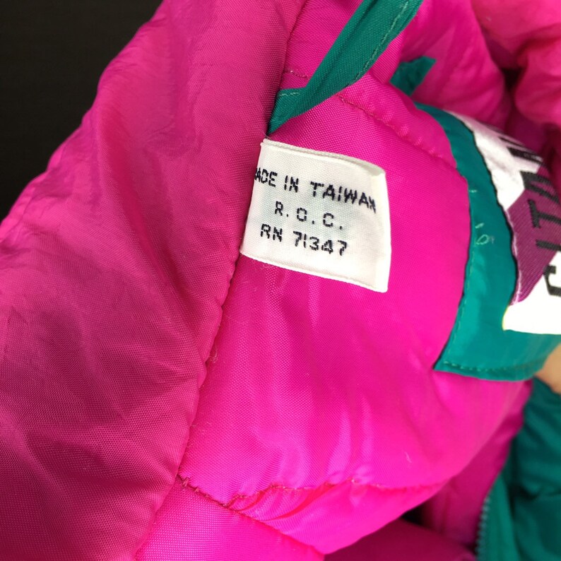 Gitano Outerwear Womens Size Large 80/'s Rad Puffer Coat Hot Pink Teal Long Jacket