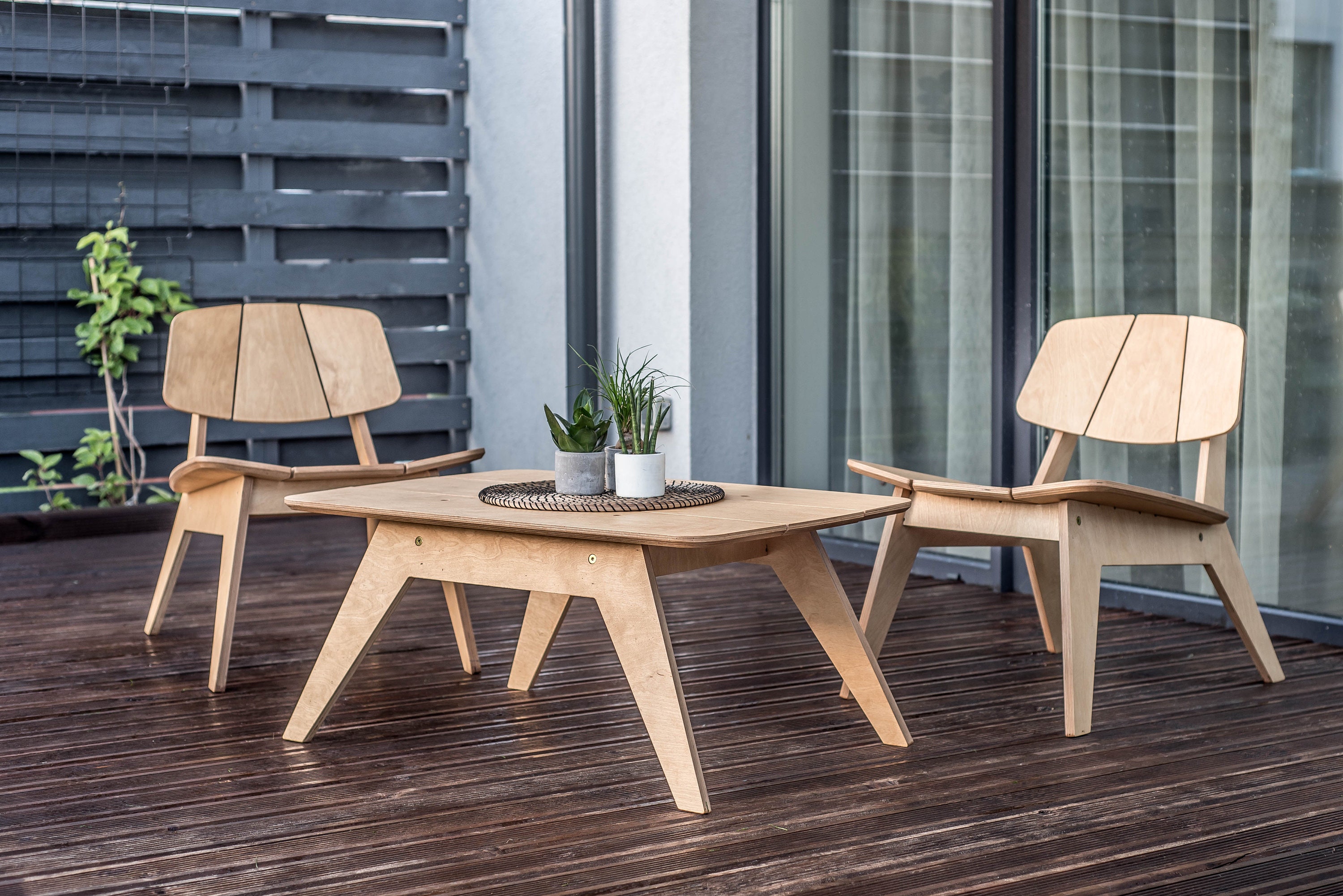 Set of Two Lounge Chairs and Table / Coffee Table Set / Living Etsy