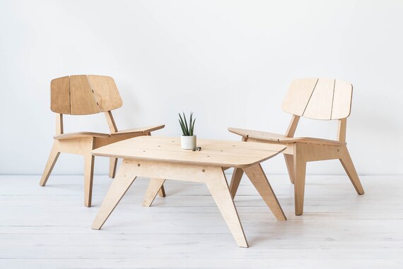 Set Of Two Lounge Chairs And Table Colour Honey For Indoor And Outdoor Use