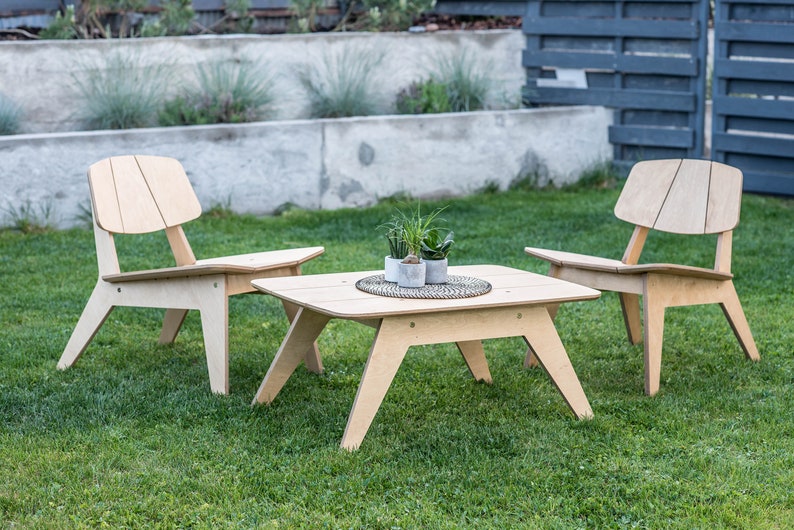 Set of Two Lounge Chairs and Table / Coffee Table Set / Living Etsy