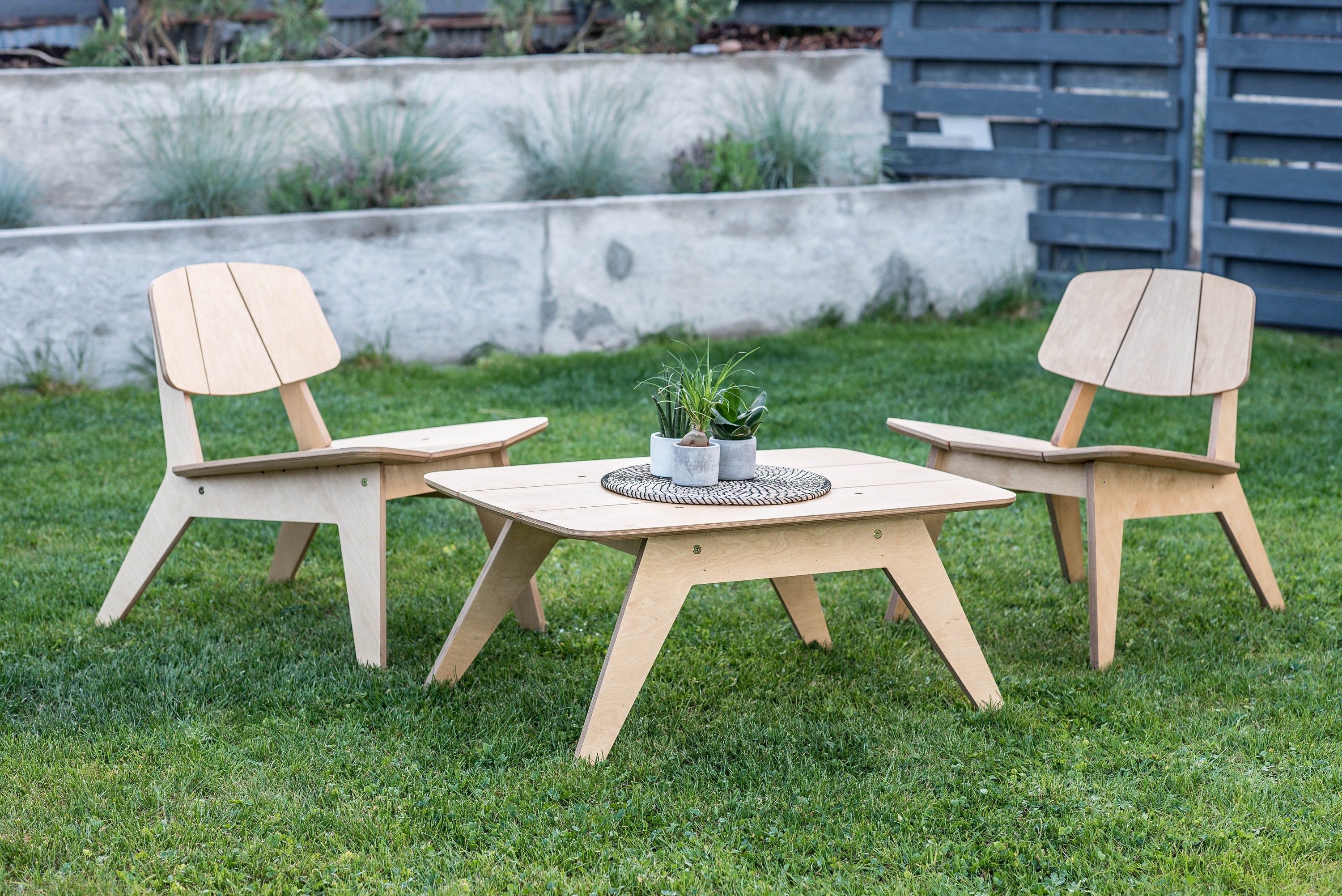 Set of Two Lounge Chairs and Table / Coffee Table Set / Living Etsy