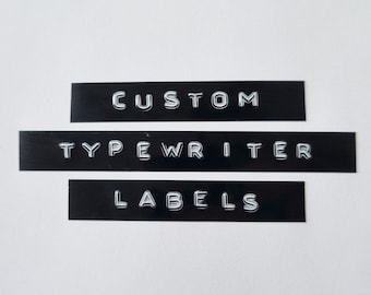 Custom Embossed Labels, typewriter style labels, vintage embossed labels, retro black and white labels, food jar label, pantry labels