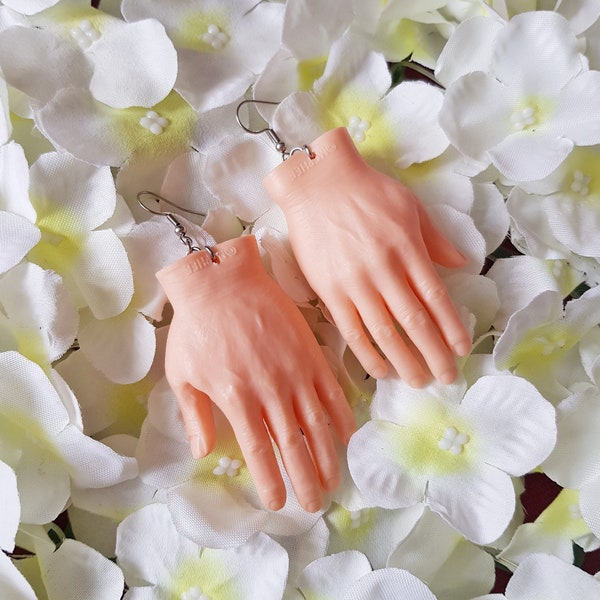 Tiny Hands Earrings / lifelike hands earrings / weird earrings / hand gift / small hands earrings / tiny hands jewelry / rubber hand jewelry