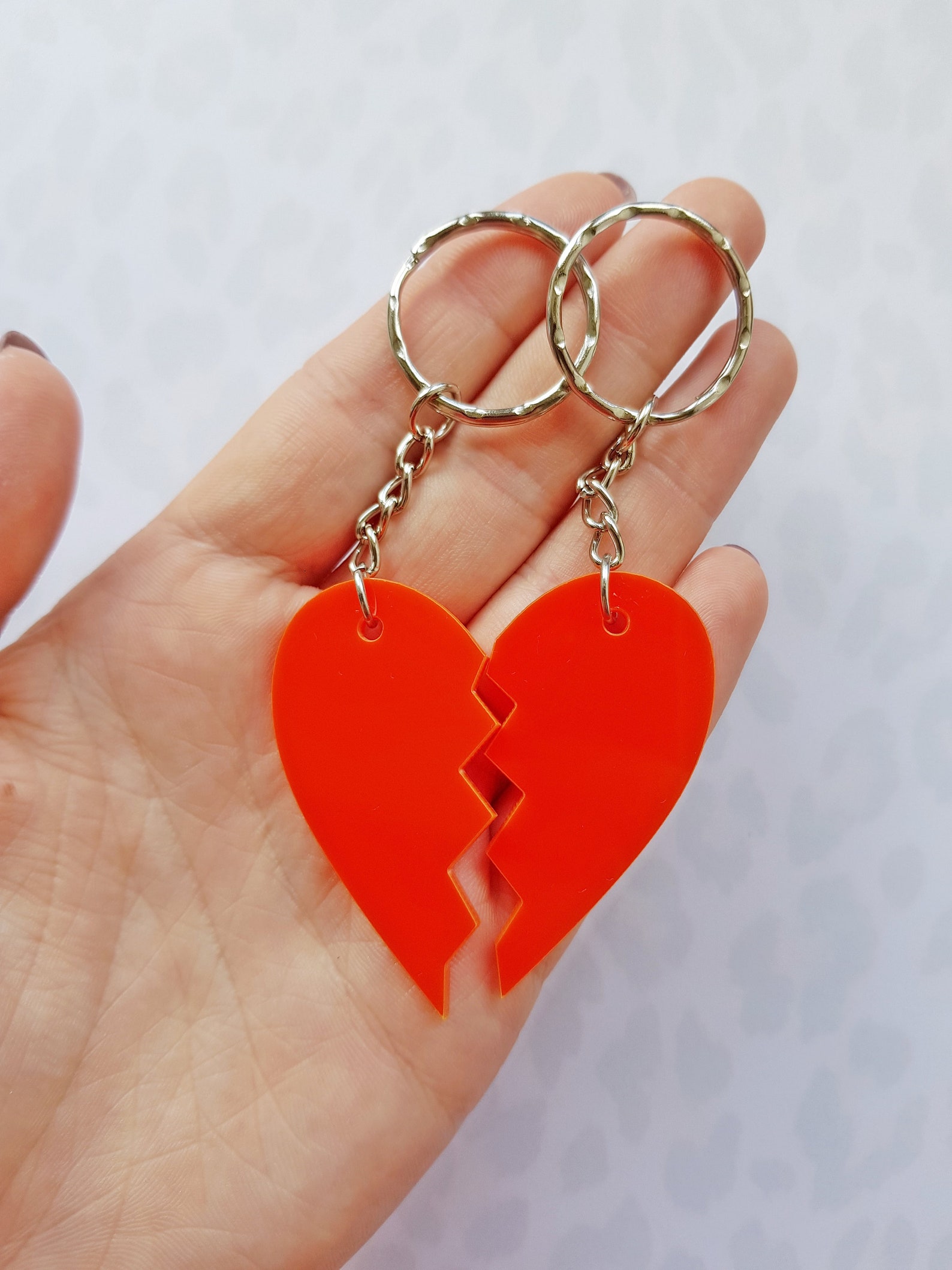 Broken Heart Keychain Set / heart friendship keyring / bff Etsy