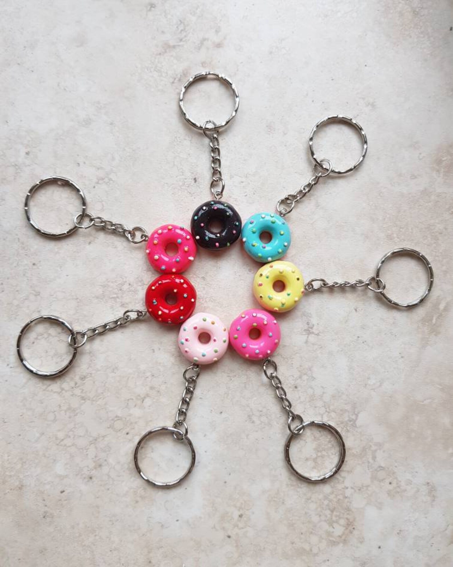 Donut Keyring / Doughnut with sprinkles keychain chocolate Etsy