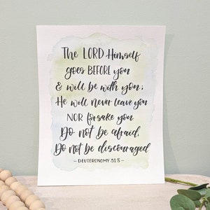CUSTOM Calligraphy Sign, Personalized Watercolor Quote Sign, Custom Hand Lettered Scripture Wall Art, Bible Verse Postcard