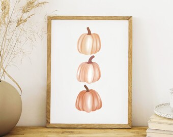 Watercolor Pumpkin Art Print: Modern Fall Decor (Digital Download)