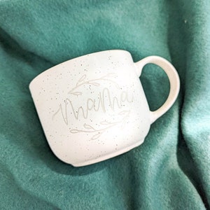 Cute Mama Engraved Ceramic Coffee Mug, Dishwasher and Microwave Safe Wide Mouthed 16oz Large Capacity Mug, Gift for Mom