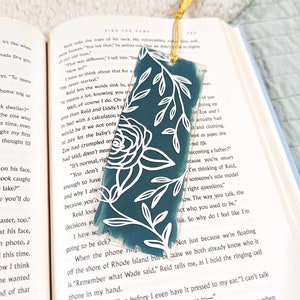 Cute Personalized Bookmark with Tassel, Custom Floral Bookmark, Calligraphy Bookmark for Book Lover, Gift for Book Club, Gift for Friend