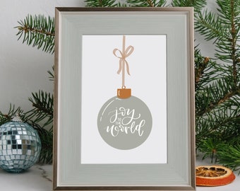Handmade Christmas Ornament Art Print: Neutral Holiday Wall Decor