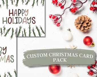 Hand-Lettered Neutral Christmas Card Pack, Handmade Happy Holidays Card, Custom Merry Christmas Blank Folded Card, Holiday Card Set