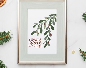 Handmade Christmas Art Print: Neutral Holiday Wall Decor