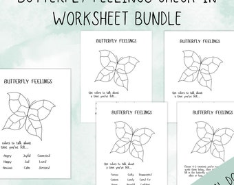 Butterfly Feelings Check-In Worksheet, Emotions Intervention, Feelings Color Page, Kids Mental Health (Digital Download)