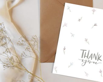 Handmade Calligraphy Thank You Card Pack: Floral Greeting Cards